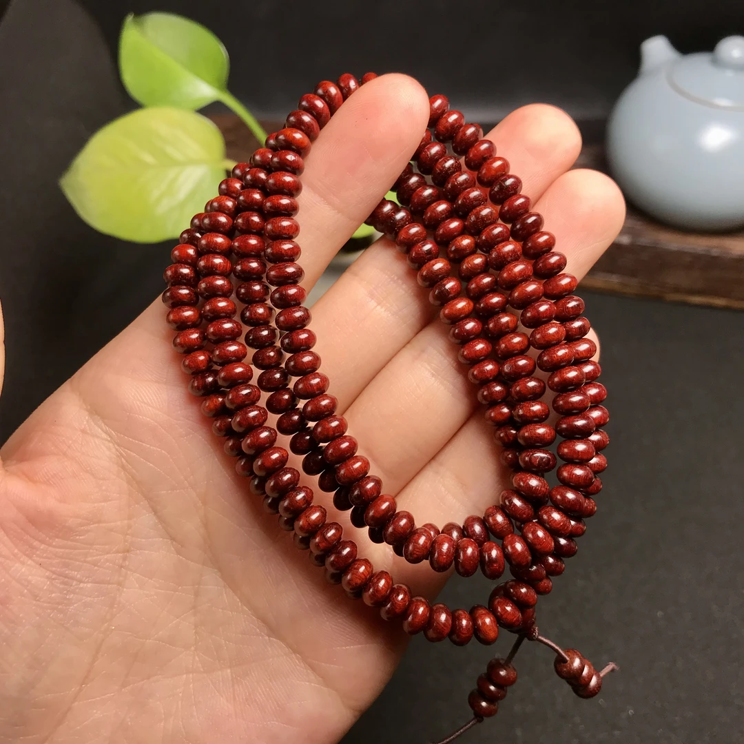 印度小叶紫檀算盘珠男女佛珠念珠手链文玩手串脖挂多圈毛衣链老料