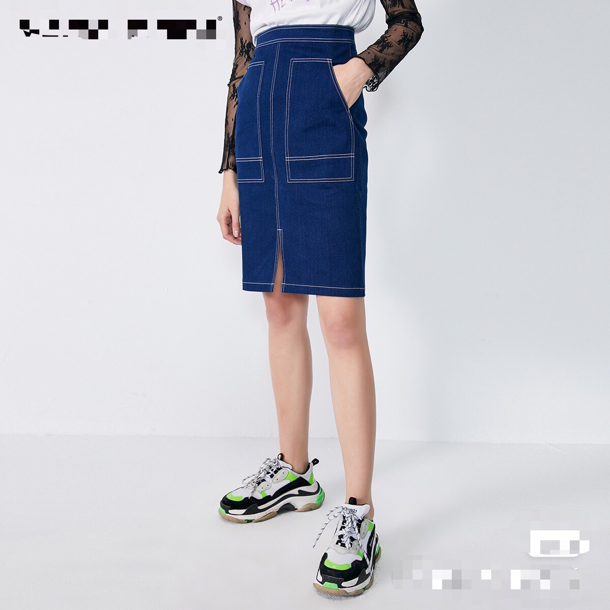 孤品清仓vm明线修身牛仔半身裙女m l 319337509 449