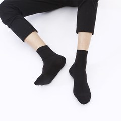 Socks men's middle tube socks Korean fashion Korean spring pure color silk hemp breathable antibacterial deodorant socks men