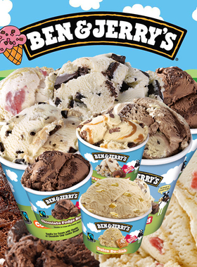 英国进口ben&jerry's本杰瑞冰淇淋巧克力布朗尼冰激凌曲奇冷饮