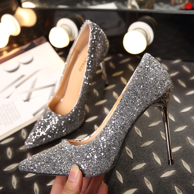 Silver high heels Sequin Shoes golden Wedding dress Wedding photos Wedding shoes Bridal shoes 2019 new patternin the Women's clothing/Boutique , Wedding/Cheongsam/Formal dress , Formal dress/Evening  category - from Buy2taobao.com to provide professional Taobao agent buy service