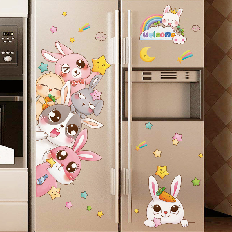 3d立体冰箱贴纸创意翻新贴膜自粘装饰画贴画北欧双开门贴冰柜防水