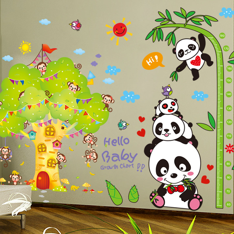 儿童房装饰品墙贴画贴纸幼儿园宝宝测量身高卡通墙画墙纸自粘创意