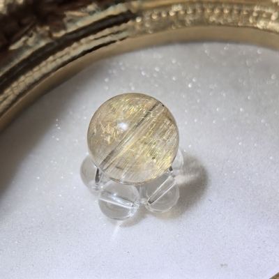 【高颜值】天然金发晶单珠高冰透体彩发晶散珠DIY水晶配珠