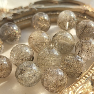 【高品质】天然银发晶散珠满发银发水晶单珠DIY水晶多宝手链隔珠