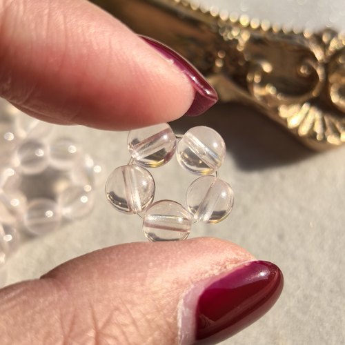 天然星光粉水晶跑环手捻手串手链DlY配件串饰 珠子平均5.6mm