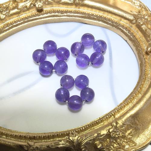 天然浓郁紫水晶跑环戒指手捻手串手链DlY配件配饰 跑环珠子卡6mm+