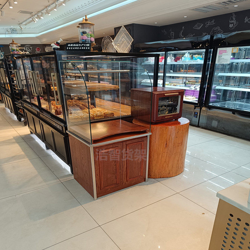 面包柜餐盘柜盘叉展柜 夹盘柜台蛋糕托盘饼盘柜夹子展架 木质货架