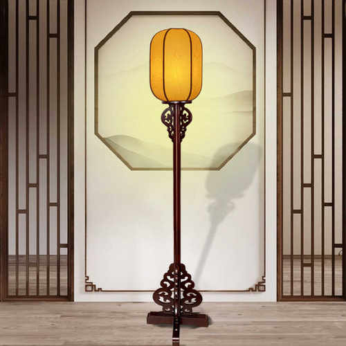 新中式落地灯客厅卧室书房茶室酒店立式台灯仿古实木中国风装饰灯