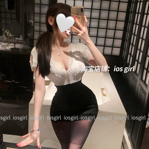 纯欲风秘书蕾丝睡衣服女包臀裙