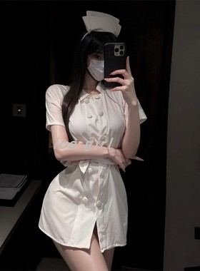 iosgirl私房护士制服居家角色扮演睡裙甜美白色短袖衬衫款家居服