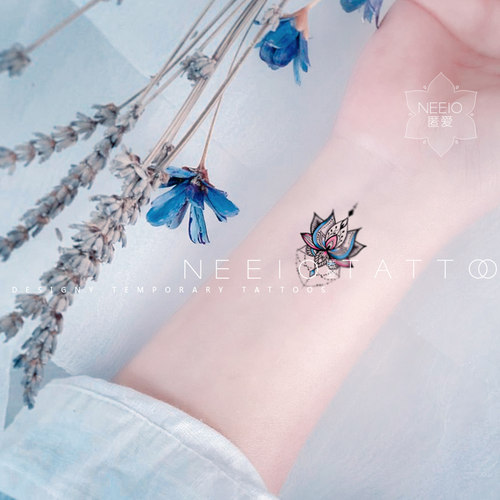 neeio纹身贴 迷你小莲花图腾 瑜伽梵花曼陀罗手腕小图案 防水女