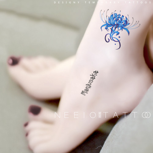 neeio原创纹身贴 红色蓝色彼岸花 性感脚踝曼珠沙华 防水持久女
