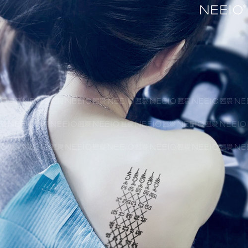 neeio纹身贴钻石个性文字 时尚贴纸简单黑色刺青防水男女