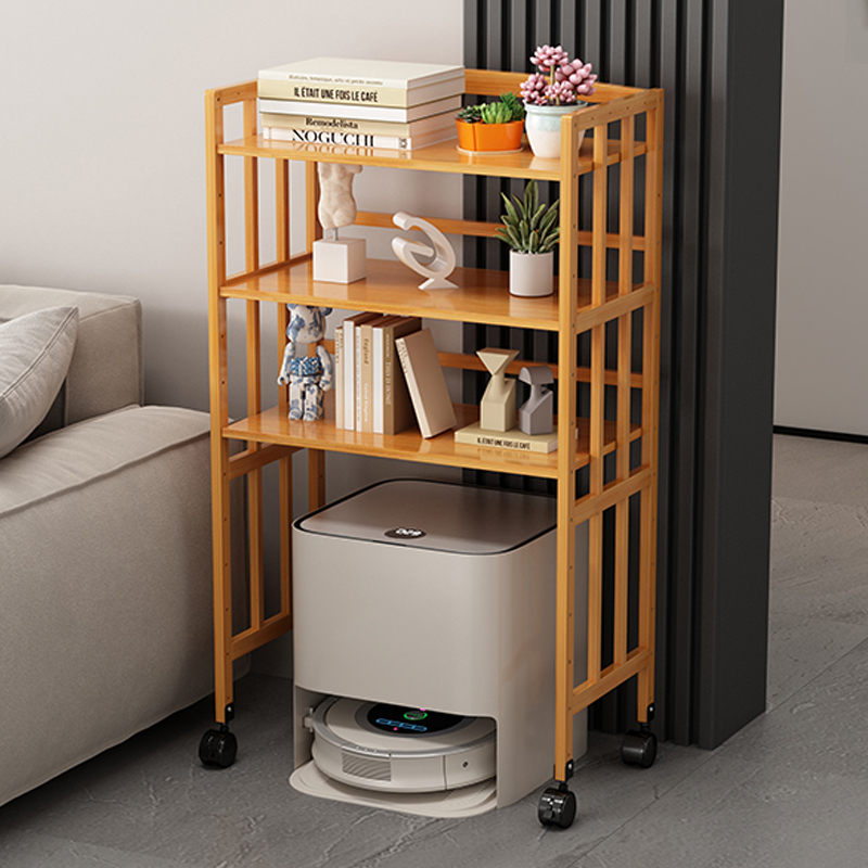 多功能扫地机器人置物架家用客厅小米扫地机架子可移动置物架子竹