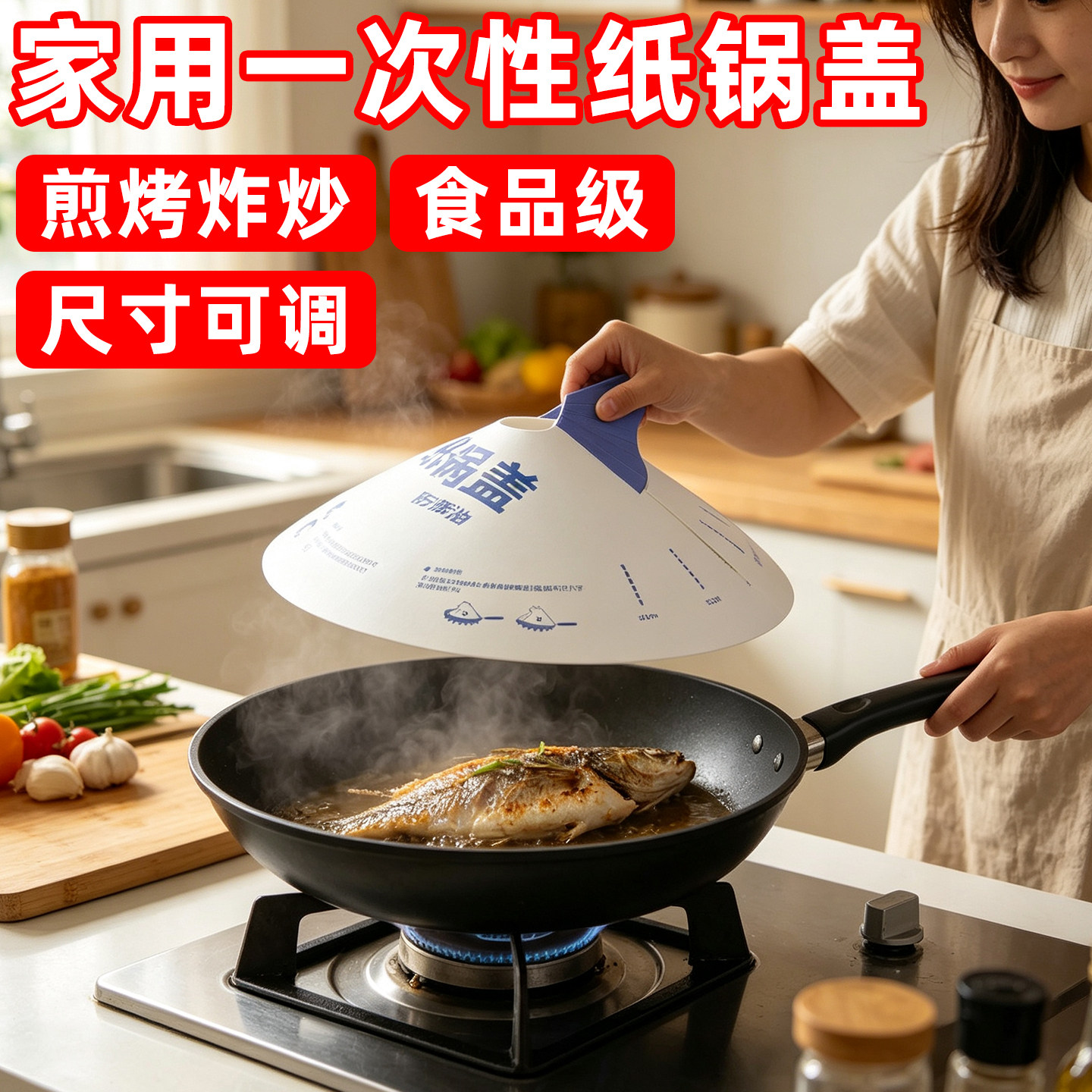 家用一次性纸锅盖烤煎炸炒防溅盖图片
