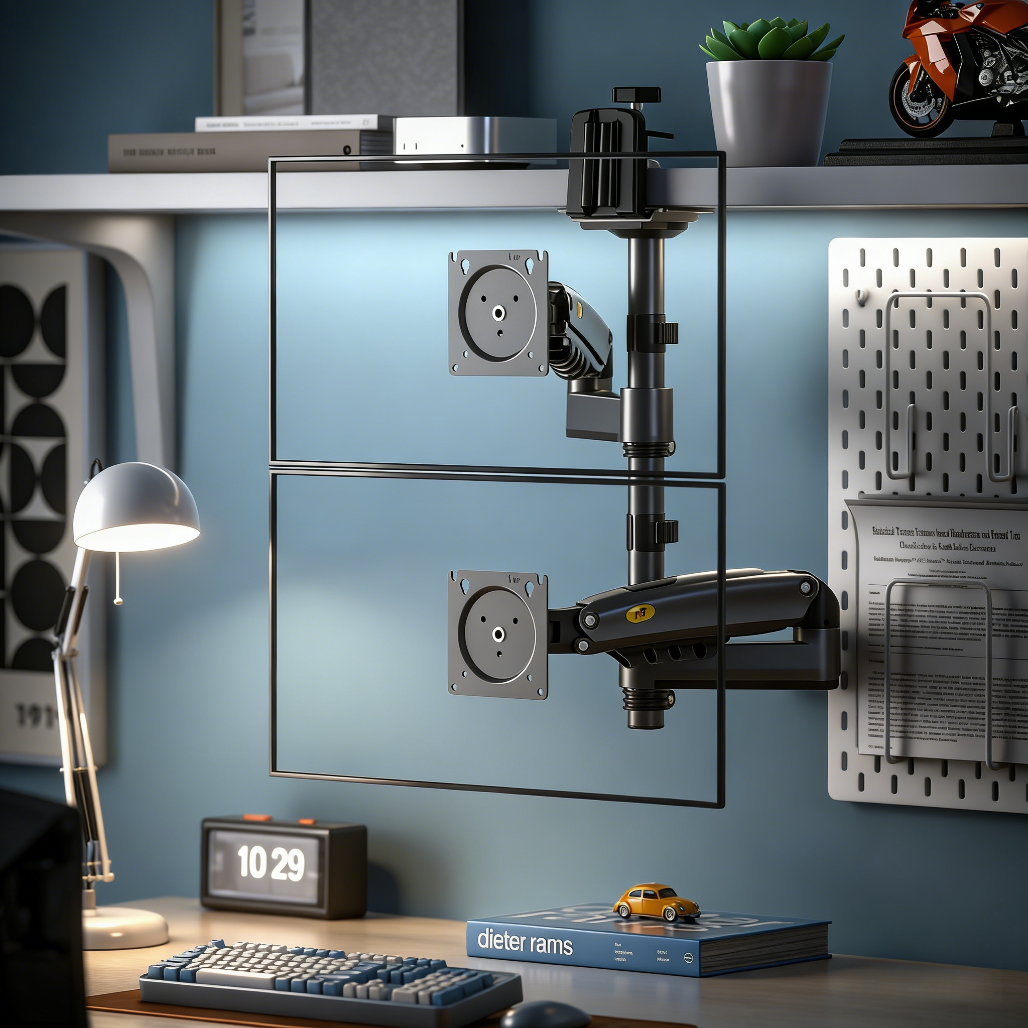 nb 显示器上下双屏支架 桌面 立柱 倒挂 一拖二 h180 17-27寸