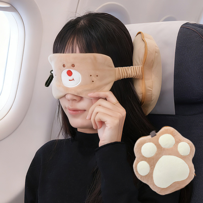卡通熊掌多用枕可爱多功能旅行枕两用二合一眼罩便携枕头