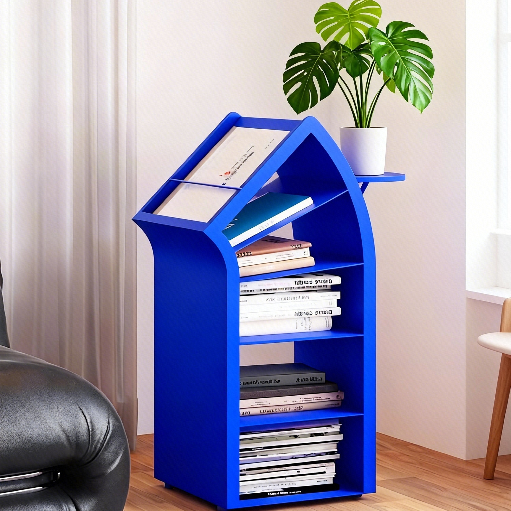 北欧书架客厅创意置物架现代简约杂志收纳架奶油风小书柜