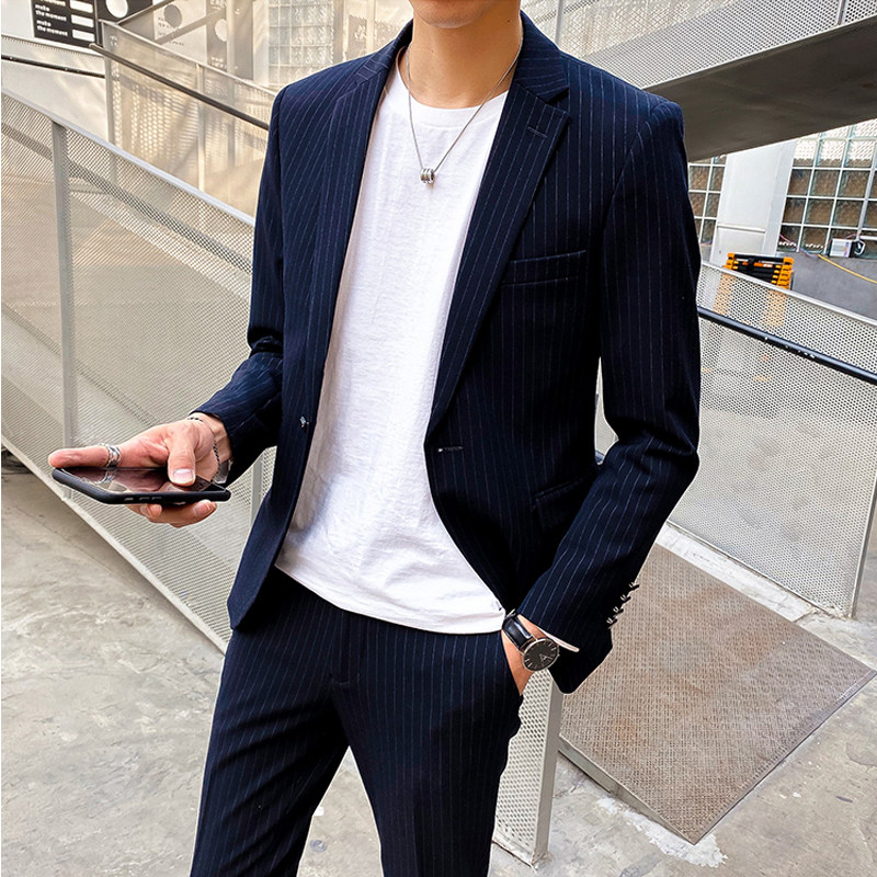 黑色西服套装青年商务正装新郎结婚礼服英伦修身大码男西装两件套,男装西服套装,星座1607