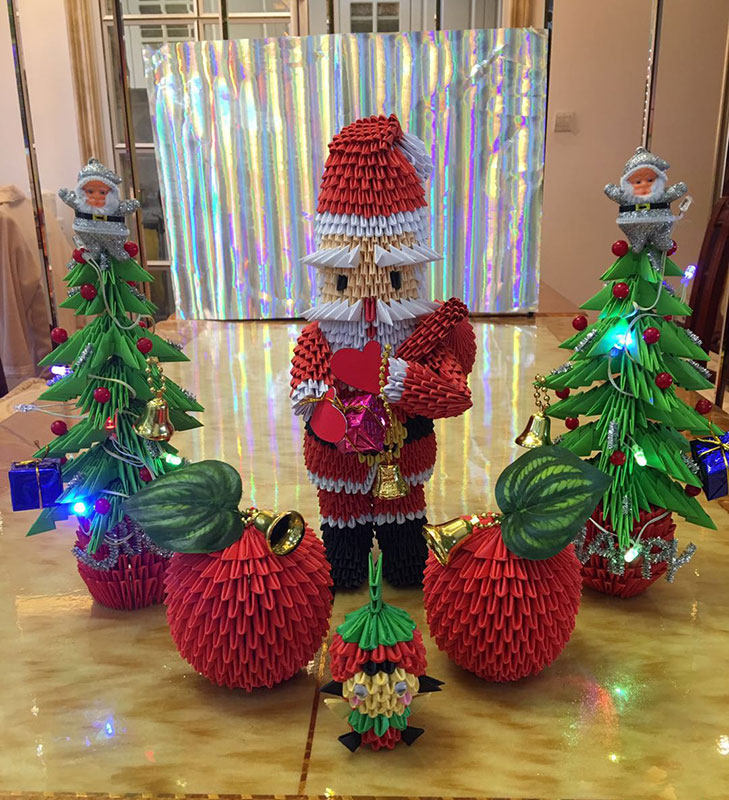 三角插/折纸/手工diy/手工材料包/成品/圣诞老人/圣诞树/平安果