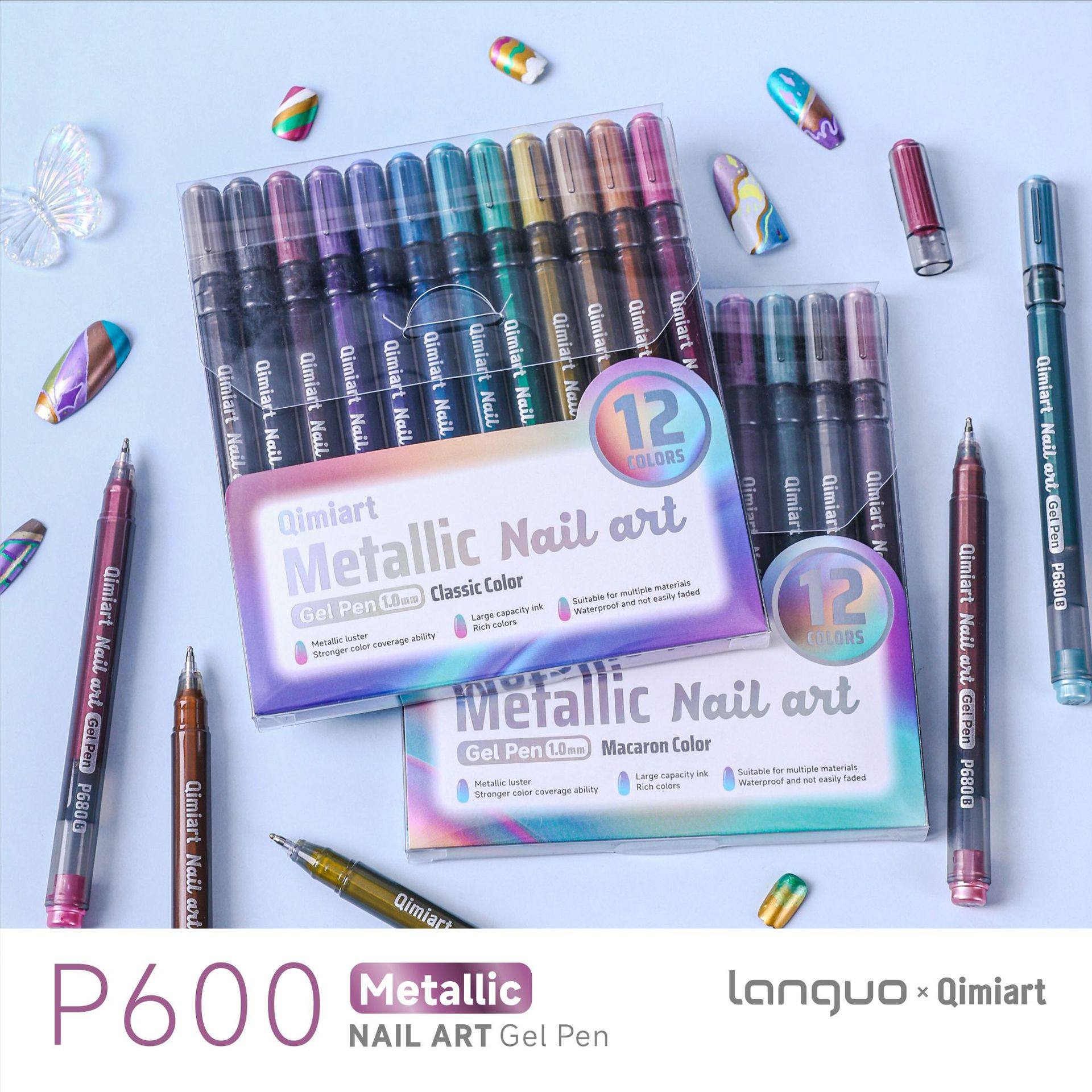 蓝果美甲笔金属色指甲艺术笔快速干燥12色套装DIY美甲手帐笔跨境,彩妆/香水/美妆工具,美甲笔/美甲刷/美甲笔刷套装,淘宝优惠券,粉丝福利购,淘宝优惠卷