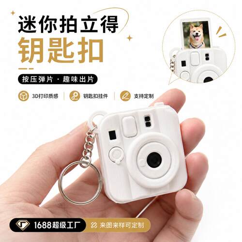 新品3D打印拍立得钥匙扣按压小