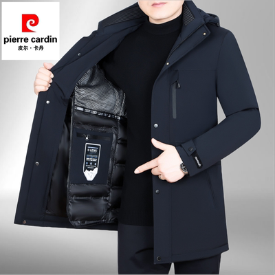 可脱卸内胆白鸭绒中长防寒服