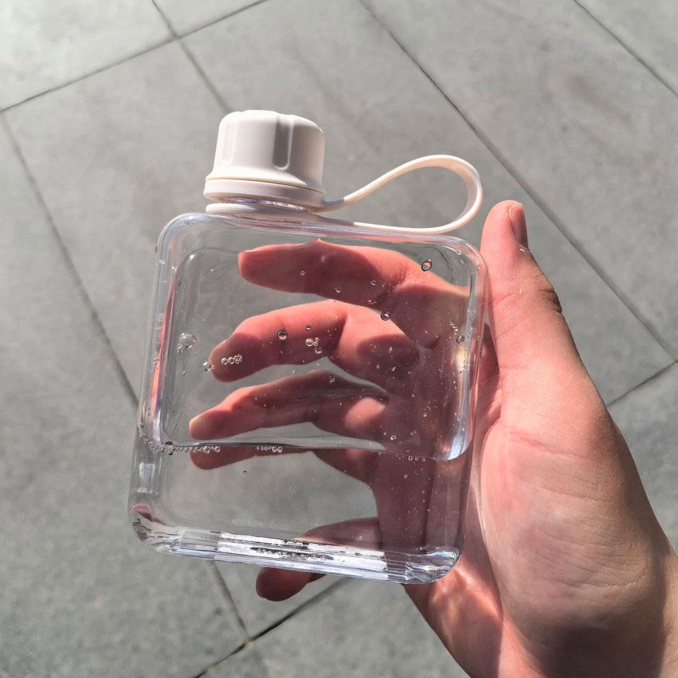迷你小水壶扁平水瓶方形口袋水杯扁形小号随身塑料咖啡杯细长水樽