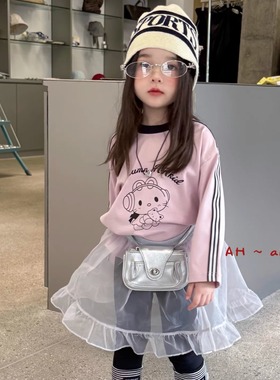 AH浅秋女童2025新款洋气女小童卡通印花长袖T恤73796打底裤73867