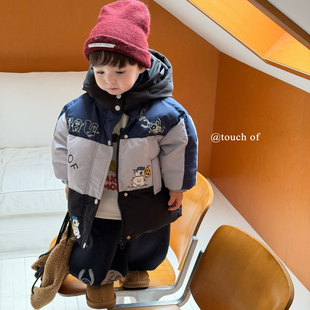 25冬季新款tf拼接潮流加厚羽绒服连帽保暖白鸭绒羽绒外套523995