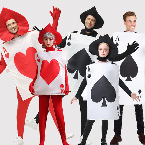 爱丽丝梦游仙境cos扑克兵服装红皇后士兵扮演服黑桃A万圣节舞台服 - 封面