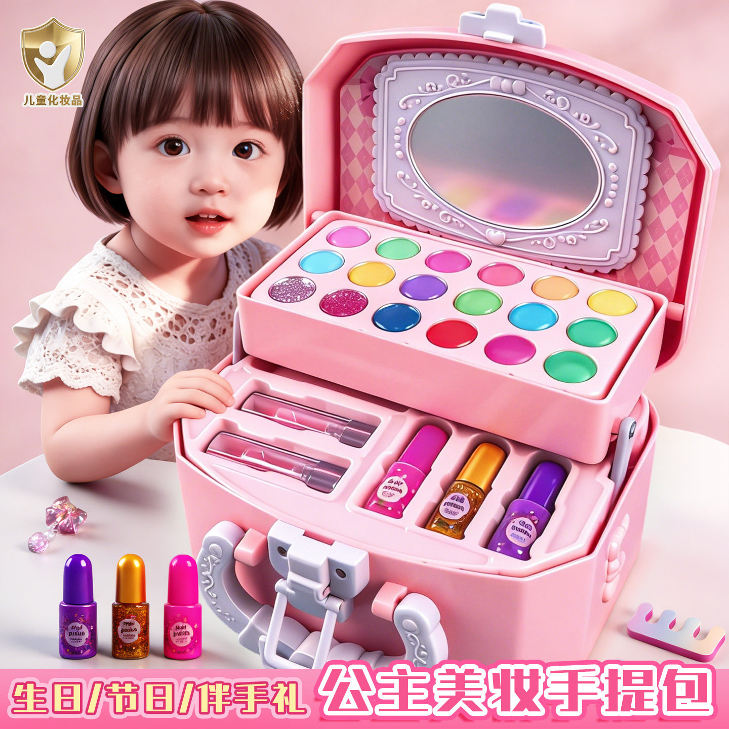 儿童化妆玩具化妆品礼盒过家家化妆包美甲彩妆套装女孩生日礼物