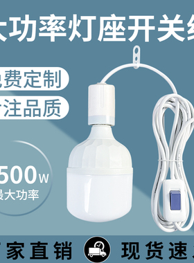 LED灯头线带开关两插头E27螺口节能灯泡悬挂式灯座延长线家用加粗