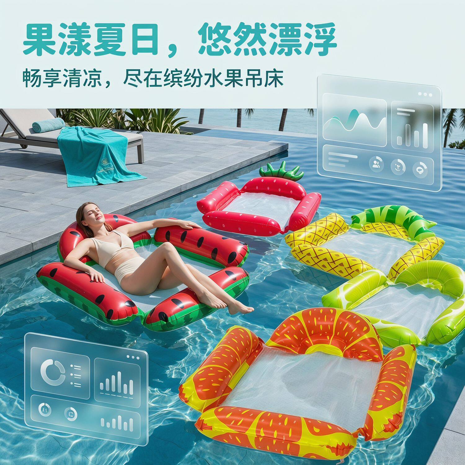游泳浮床浮圈水上充气浮
