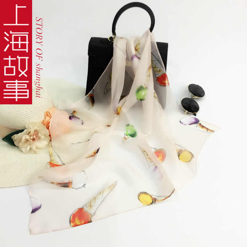 100%桑蚕丝脖子小方巾护颈