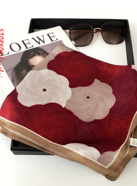 安哥拉红色真丝丝巾女2026新款小方巾百搭高级感100%桑蚕丝围巾冬