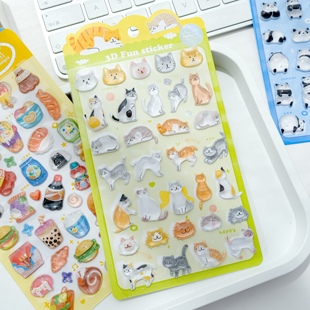 Nekoni可爱3D浮雕立体贴纸手账素材ins风高颜值手帐日记装 饰贴画