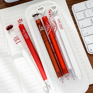 6支套装 水笔弹簧饮料中性笔ins风高颜值学生用刷题笔 可乐风按动式