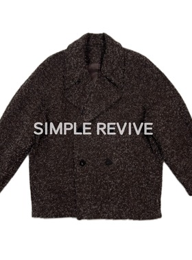 SIMPLE REVIVE  【黑标系列】短款枪驳领羊驼毛双排扣呢大衣外套