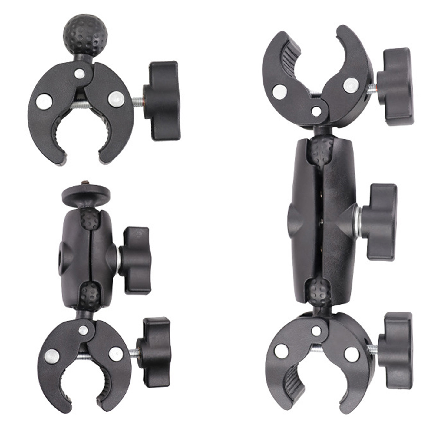 运动相机支架双头大力夹骑行辅助固定夹自拍杆蟹钳夹球头万向支架