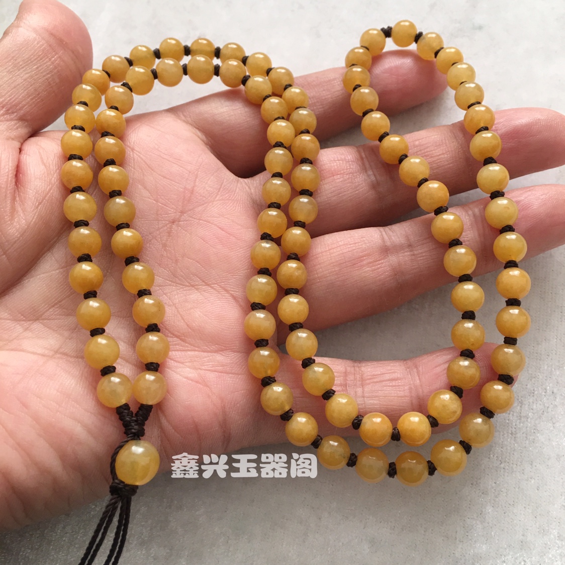 天然黄玉金丝玉黄龙玉蜜蜡黄金吊坠绳链玉佩挂链黄色珠子6mm男女