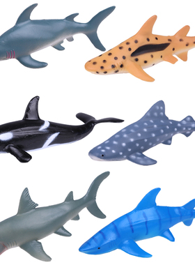 仿真大白鲨鱼鲸鲨虎鲸海豚锤头鼠鲨模型道具海洋动物儿童礼品玩具
