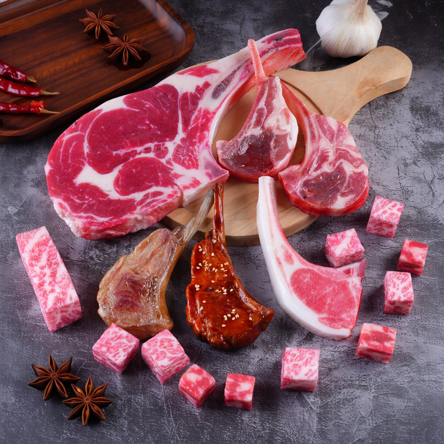 仿真肉类模型羊排牛排道具图片