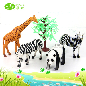 仿真长颈鹿动物模型野生森林熊猫斑马摄影道具儿童玩具早教具认知