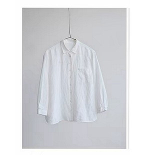 欢喜壹旧  夏末白色苎麻柔软翻领宽松防晒男友衬衫宽大上衣