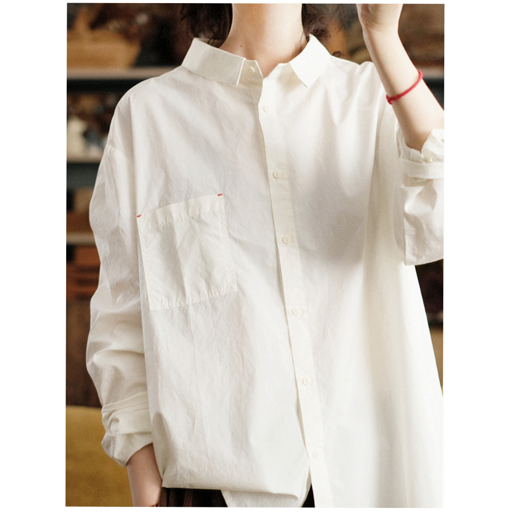 断码半价！S码棉布白衬衫经典小众自制束白色衬衫 百搭好品质翻领