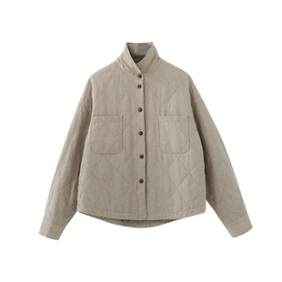 欢喜布衣 冬款亚麻雨露麻色织布夹棉加厚保暖绗线可机洗棉衣外套