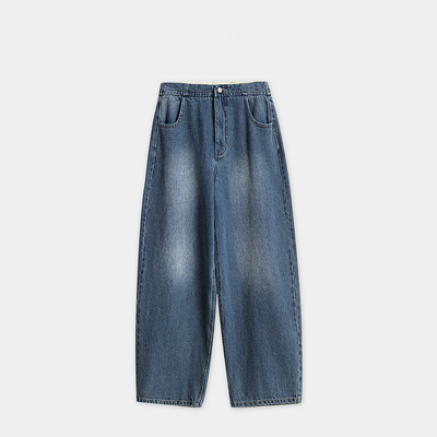 欢喜布衣  春款重磅牛仔裤 百搭休闲宽松萝卜裤女宽松休闲裤