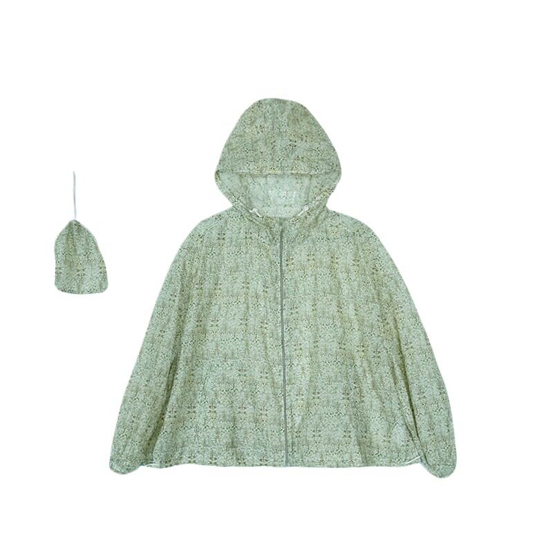 欢喜布衣  夏款荫绿6A级桑蚕丝棉轻薄拉链女防晒衣长袖上衣